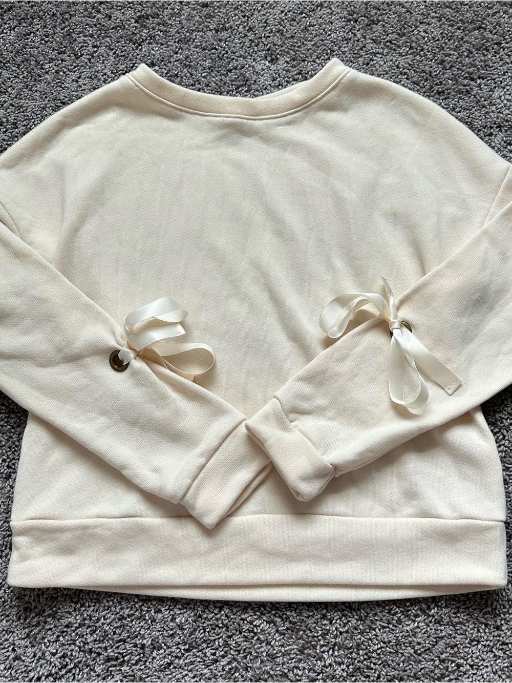 painted threads Cream Ribbon-Tie Crewneck Sweater